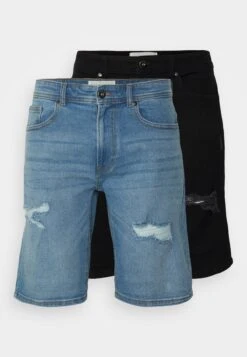 Pier One Unisex 2 Pack - Shorts Vaqueros - Blue/Black Denim -Pier One Ventas 07a2a099e2d644ab8c70e05709f387ae