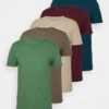 Pier One 5 Pack - Camiseta Básica - Green/Beige/Khaki