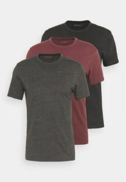 Pier One 3 Pack - Camiseta Básica - Black/Mottled Dark Grey/Bordeaux -Pier One Ventas 3a3d359b577841e6a576172d8b53126f