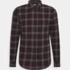 Pier One Camisa - Mottled Dark Grey / Bordeaux