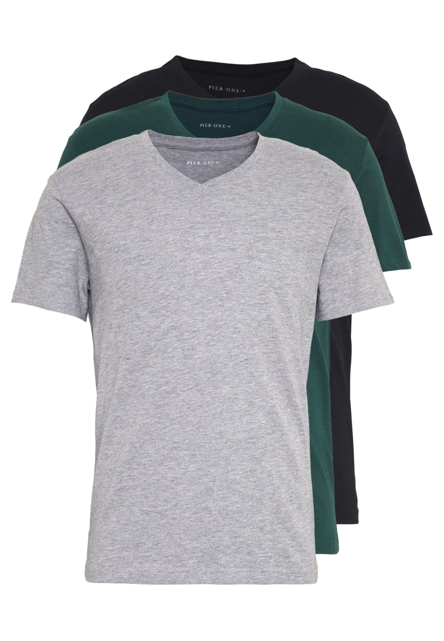 Pier One 3 Pack- Camiseta Básica - Black, Grey, Green 1 Pier One 3 Pack- Camiseta Básica - Black, Grey, Green
