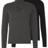 Pier One 2 Pack - Basic Turtleneck - Jersey De Punto - Black/Mottled Dark Grey