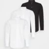Pier One 3 Pack - Camisa Elegante - White/White/Black
