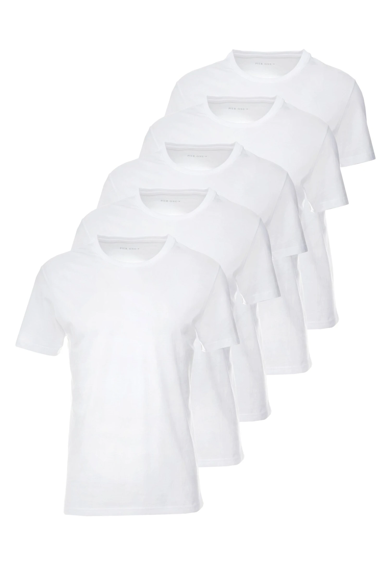 Pier One 5 Pack - Camiseta Básica - White 1 Pier One 5 Pack - Camiseta Básica - White