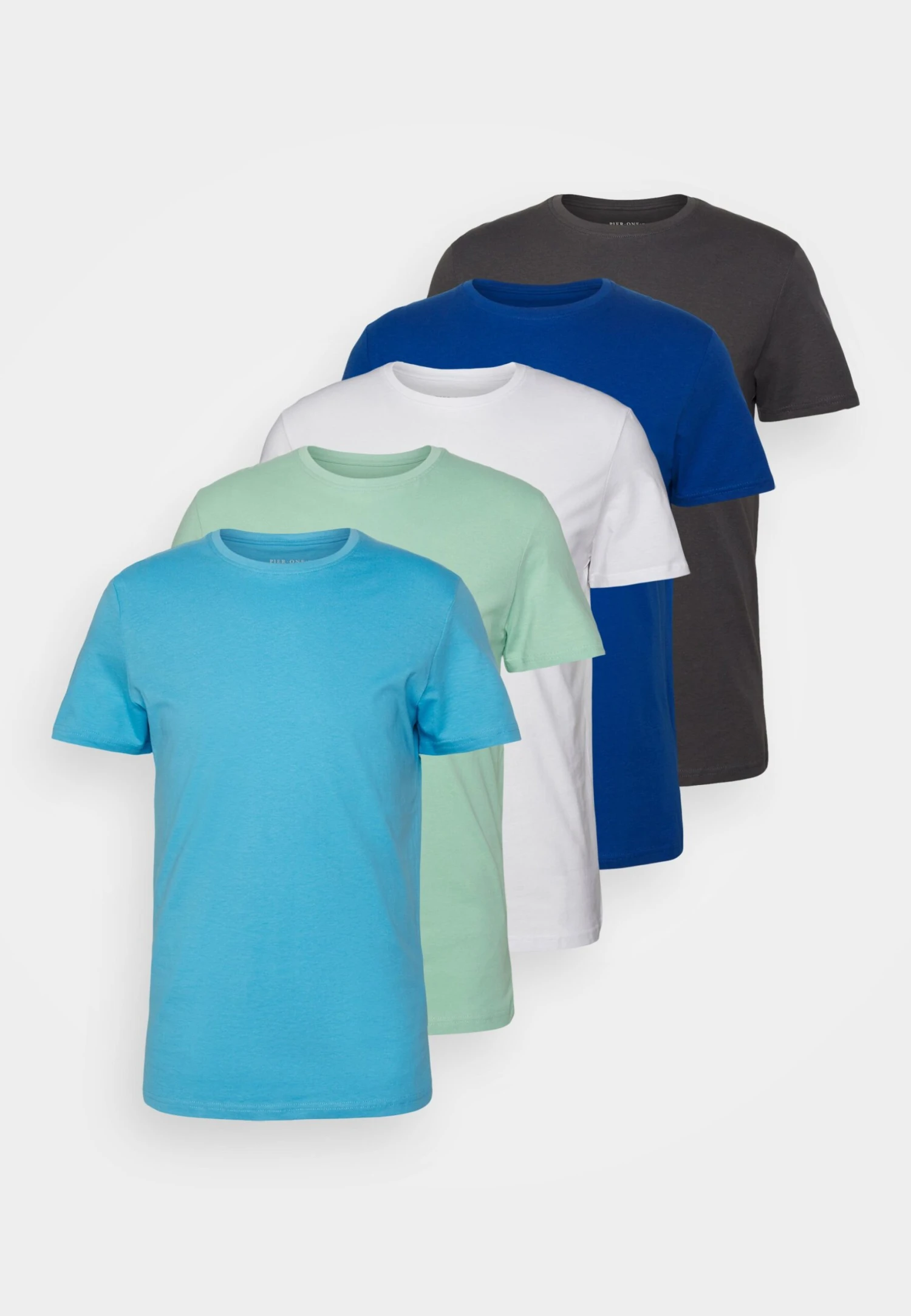 Pier One 5 Pack - Camiseta Básica - Blue/Dark Blue/Light Green 1 Pier One 5 Pack - Camiseta Básica - Blue/Dark Blue/Light Green