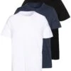 Pier One 3 Pack - Camiseta Básica - Black/White/Blue