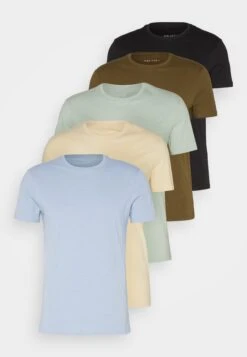 Pier One 5 Pack - Camiseta Básica - Black/Light Blue/Khaki/Mint/Beige -Pier One Ventas aca2b3bc697c479e9ac206d11e42c90c