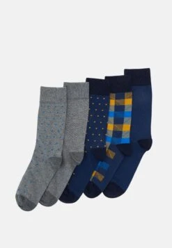 Pier One 5 Pack - Calcetines - Yellow/Dark Blue/Grey