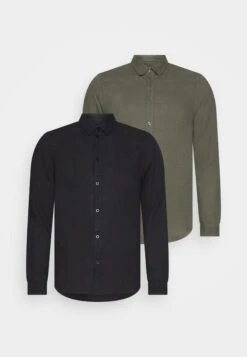 Pier One Linen Mix 2 Pack - Camisa - Black/Olive