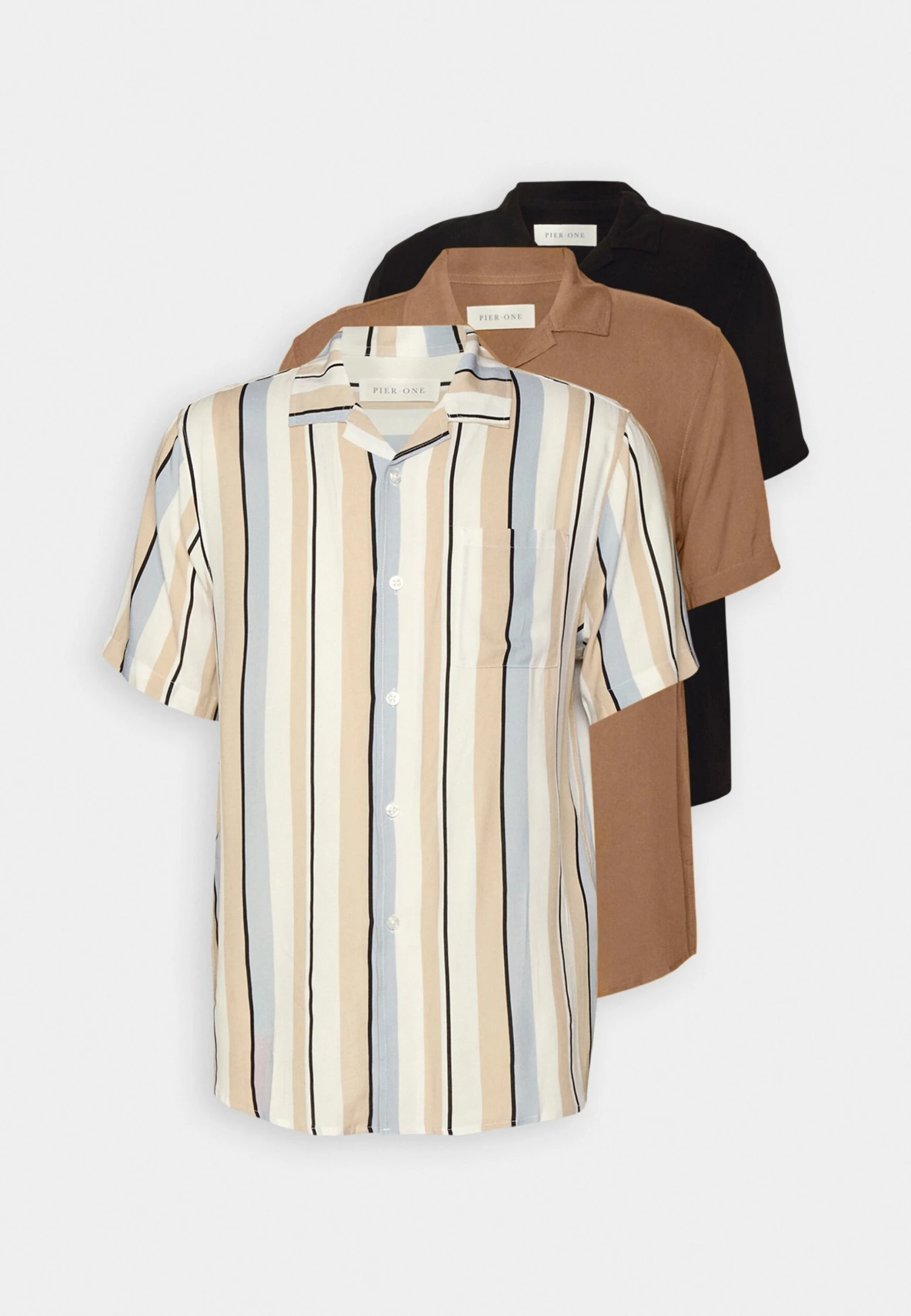 Pier One 3 Pack - Camisa - Beige/Black/White 6 Pier One 3 Pack - Camisa - Beige/Black/White - Imagen 6