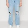 Pier One Distress On Knees - Vaqueros Boyfriend - Light Blue Denim