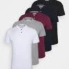 Pier One 5 Pack - Polo - Black/White/Bordeaux/Navy/Gray Marl