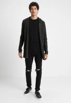 Pier One Chaqueta De Punto - Black/Olive -Pier One Ventas f0b86351320f4fb28ab9995d1fcf925e