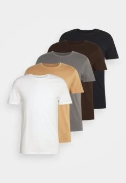 Pier One 5 Pack - Camiseta Básica - Dark Grey/White/Light Brown -Pier One Ventas fb54978751344783bd304fd63dd45a3d